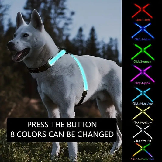 LED Dog Harness –  8 Colors, USB Rechargeable